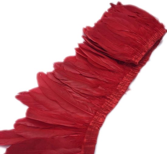 Duck Goose Feather Trim Fringe Naaien Craft 2 Yards (rood) — afbeelding 3