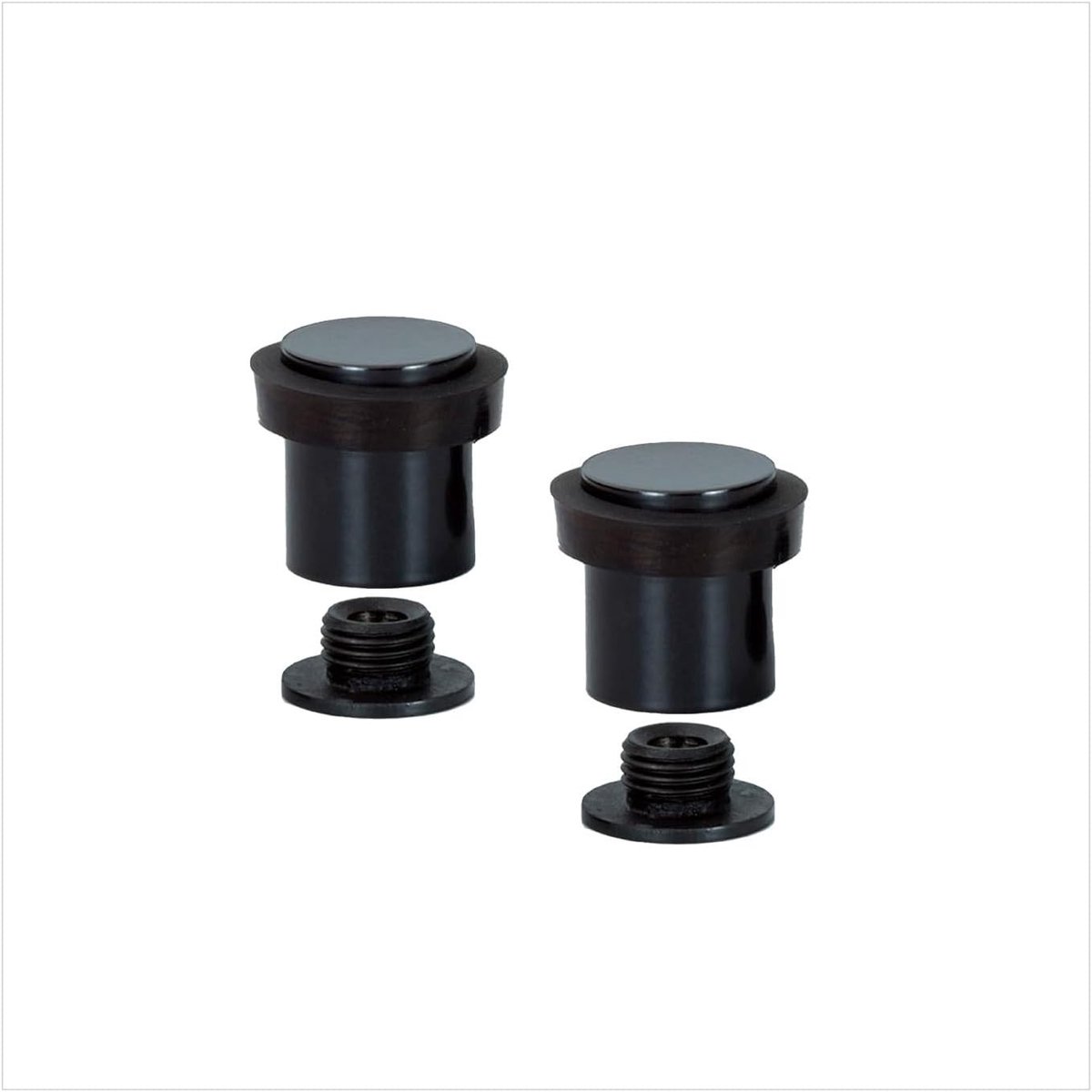 Deurstoppers Set van 2 - Zwart - Ø20x25 mm - Roestvrij Staal met Rubber Bescherming - Voor Binnen en Buiten