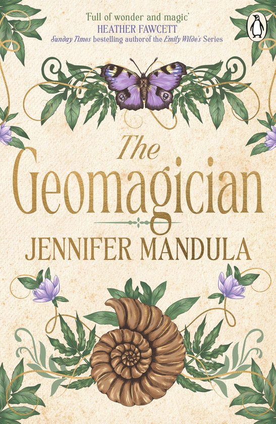 Boek 'The Geomagician' van Jennifer Mandula met een vlinder en schelp