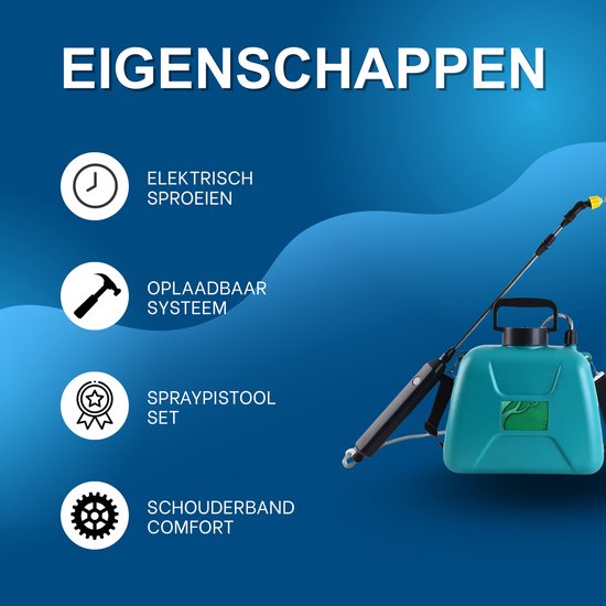 Elektrische drukspuit - Draagbare plantensproeier met spuitpistool en USB-oplaadbare accu - Groen, 8 L tuinirrigatie en verneveling — afbeelding 3