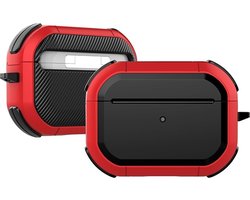 Mobigear Hoesje geschikt voor Apple AirPods Pro 2 Shockproof Hardcase Hoesje | Mobigear Slim Armor - Zwart / Rood