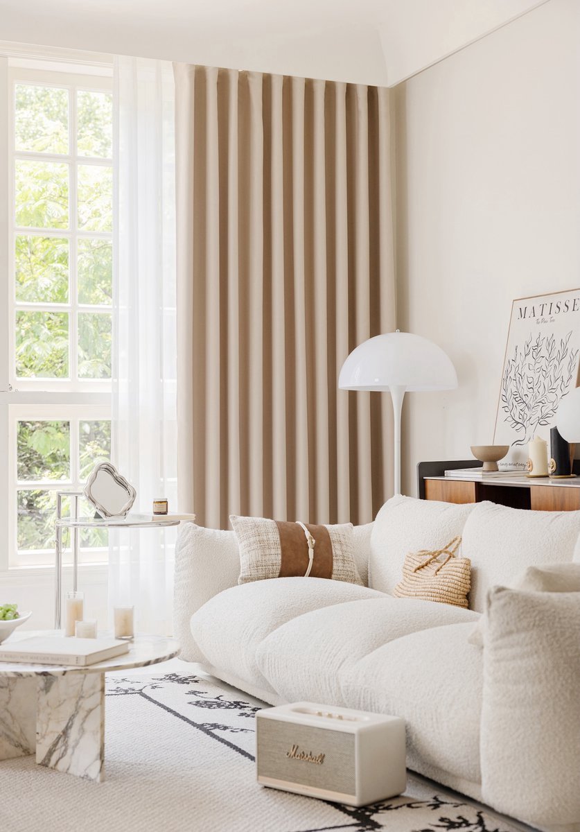 Maroyathome ELSA - Gordijn - Verduisterend - met plooiband - kant-en-klaar - 150 x 260 cm - 150 cm breedte en 260 cm lengte - Beige - 1 stuk