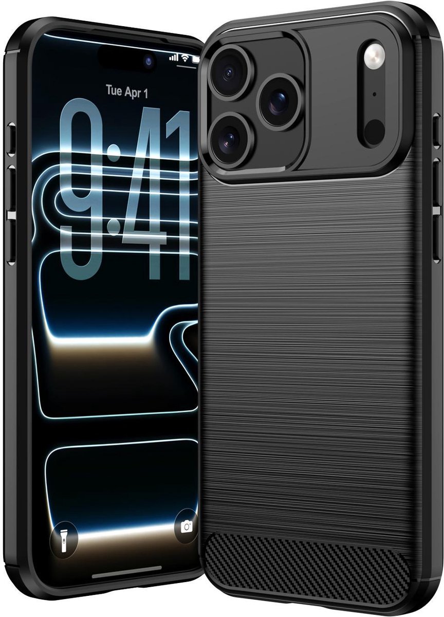 Mobigear Hoesje geschikt voor Apple iPhone 18 Pro Max Telefoonhoesje Flexibel TPU | Mobigear Brushed Slim Backcover | iPhone 18 Pro Max Case | Back Cover - Zwart