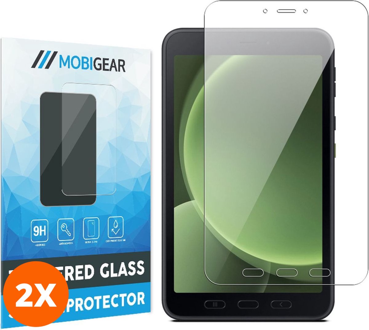 Mobigear Screenprotector geschikt voor Samsung Galaxy Tab Active5 Glazen | Mobigear Screenprotector - Case Friendly (2-Pack)