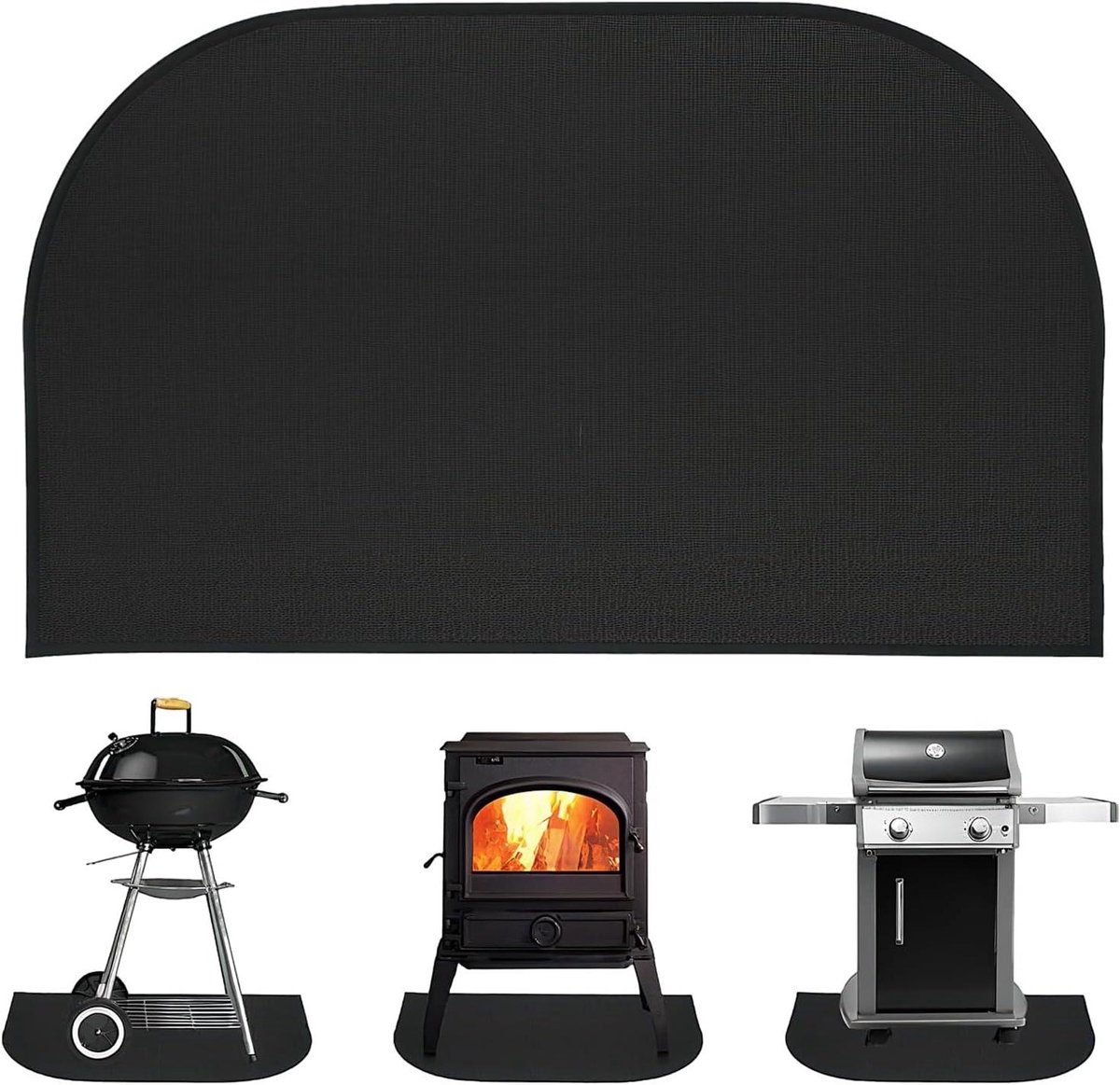 Vuurbestendige Onderlegger - Haardmat Vloerbescherming - Vloer Beschermen - Hittebestendig Tot 1200°C - 100 x 60 cm - Zwart
