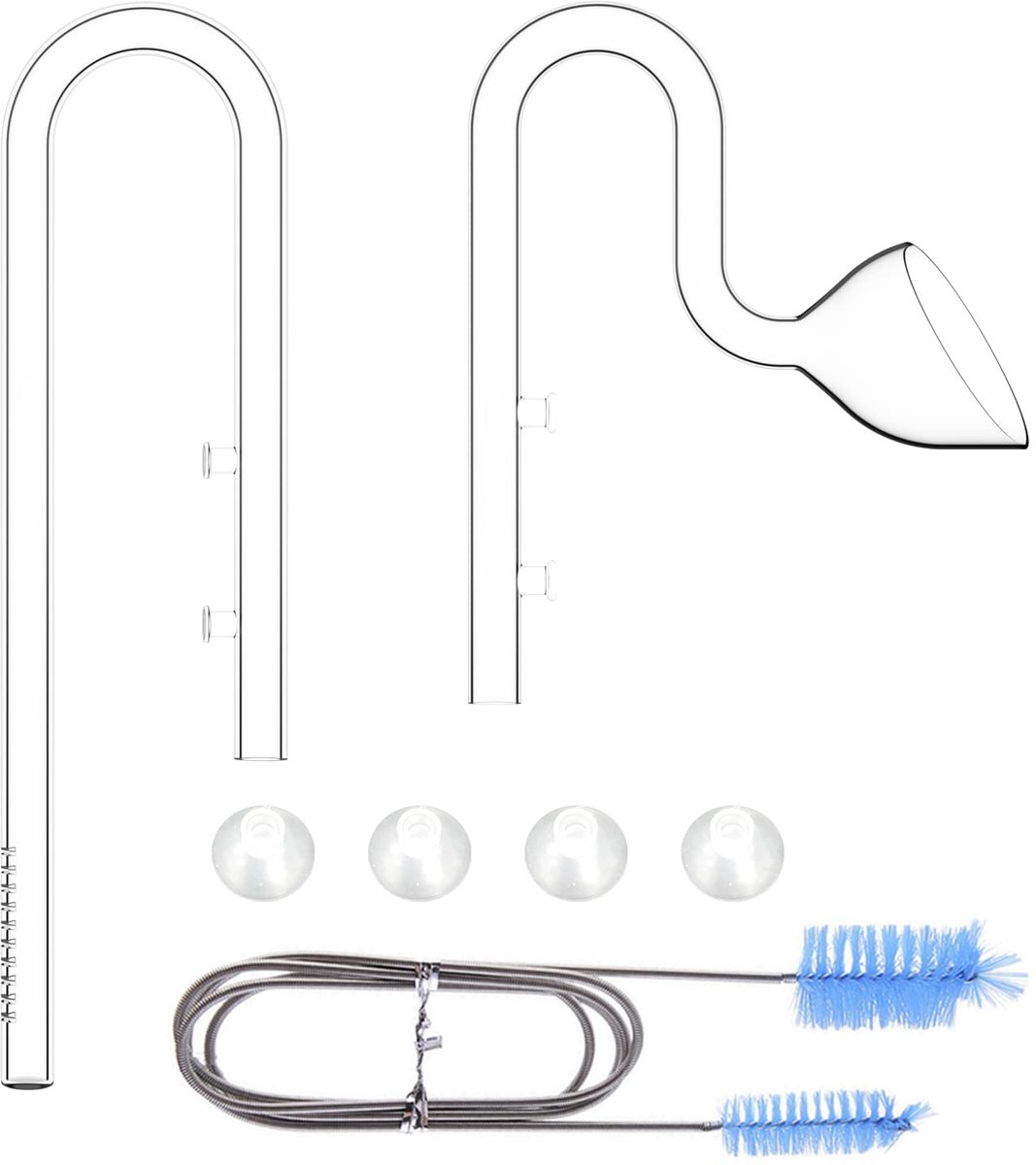 Aquarium Glazen Leliepijp Sets Aquarium Leliepijpen met Schoonmaakborstel Uitstroom (in&outlet:19 mm)