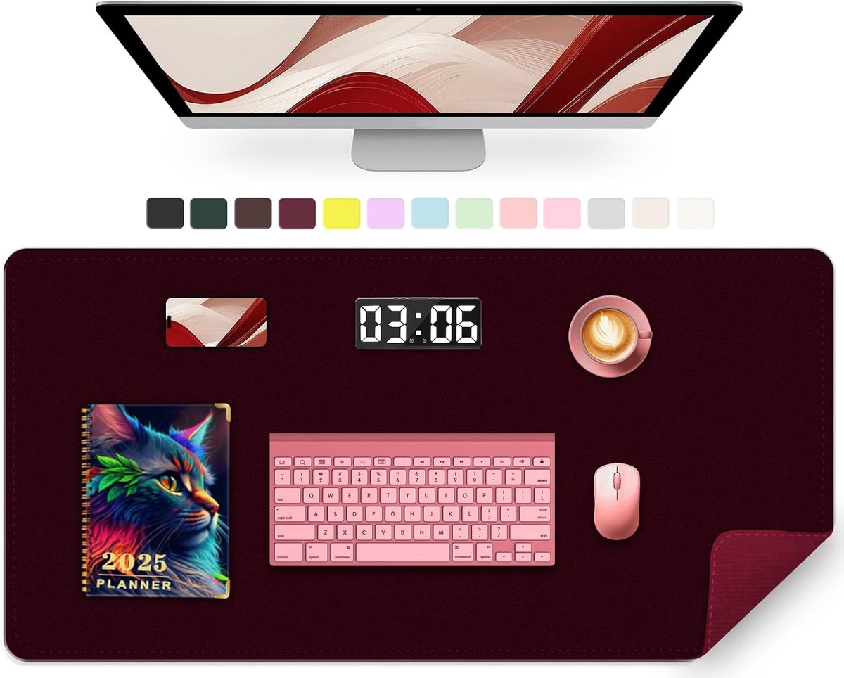SnelShoppen - Grote Bureau Mat 35 x 17 inch, PU Lederen Bureau Protector, Antislip Grote Muismat voor Bureau, Waterdichte Computer Bureau Mat, Kantoor