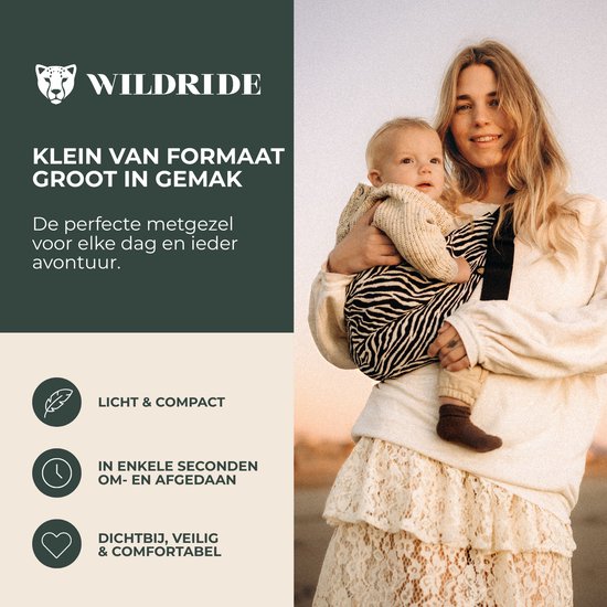 Wildride® Kinderdrager Koffie - 100% Katoen - Lichtgewicht & Draagbaar - Heupdrager Voor Kinderen van 9 Maanden tot 4 Jaar - Draagzak voor Baby en Peuter - Baby Carrier - Tot 20 kg