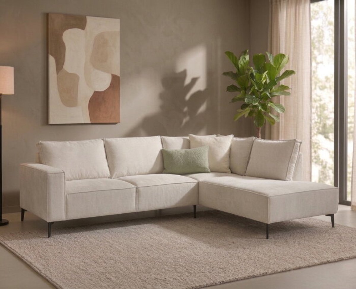Hoekbank Valenzo Licht Beige - Memphis 4 – Ottomane Rechts – 265x210 cm