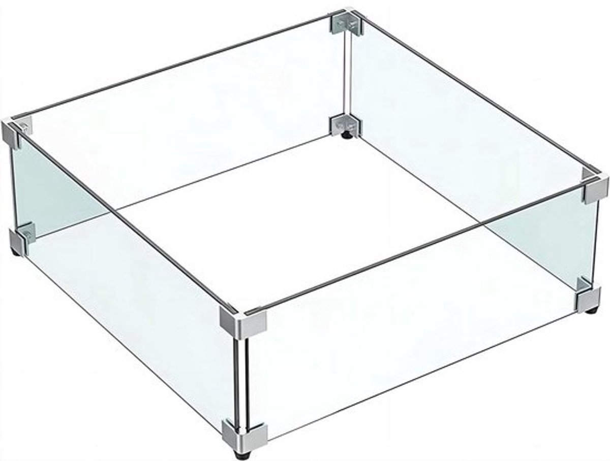 Vuurkorf met glas windscherm - duurzaam & elegant - 1 stuk - 15"