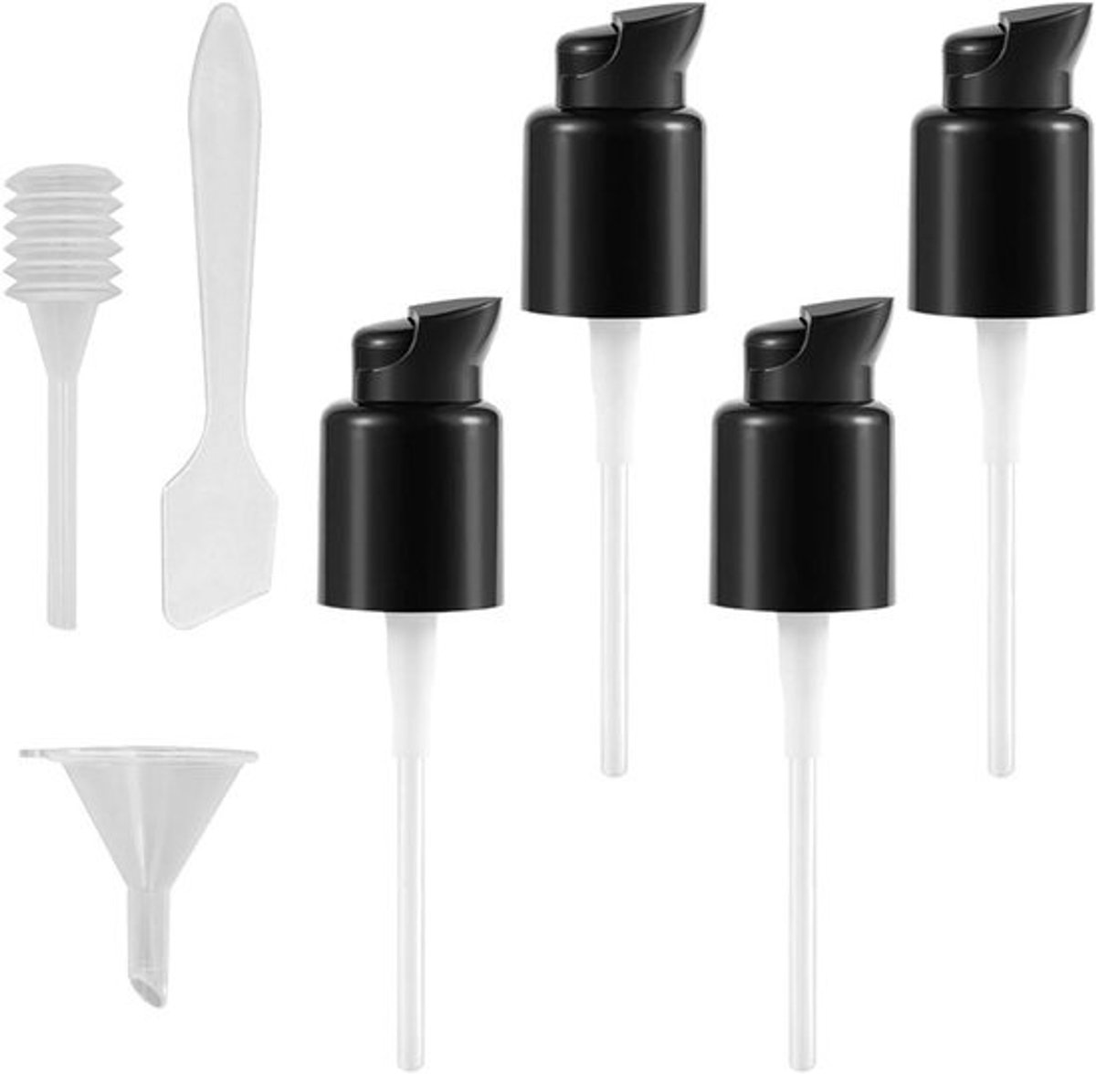 Vervangende Foundation Pompen Set van 4 Stuks, Geschikt voor Diverse Make-up Flessen, Inclusief Lepel, Pipet en Trechter