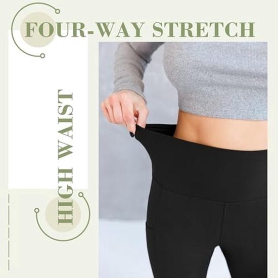 Hoge Taille Sportlegging voor Dames - 2 Stuks - Zwart/Grijs - Ideaal voor Gym en Yoga van hoge — afbeelding 2