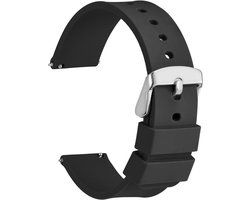 WOCCI Siliconen Horlogebanden met Zilveren Gesp, Snelsluiting Zachte Rubberen Vervangingsbanden 14mm 16mm 18mm 19mm 20mm 21mm 22mm 24mm