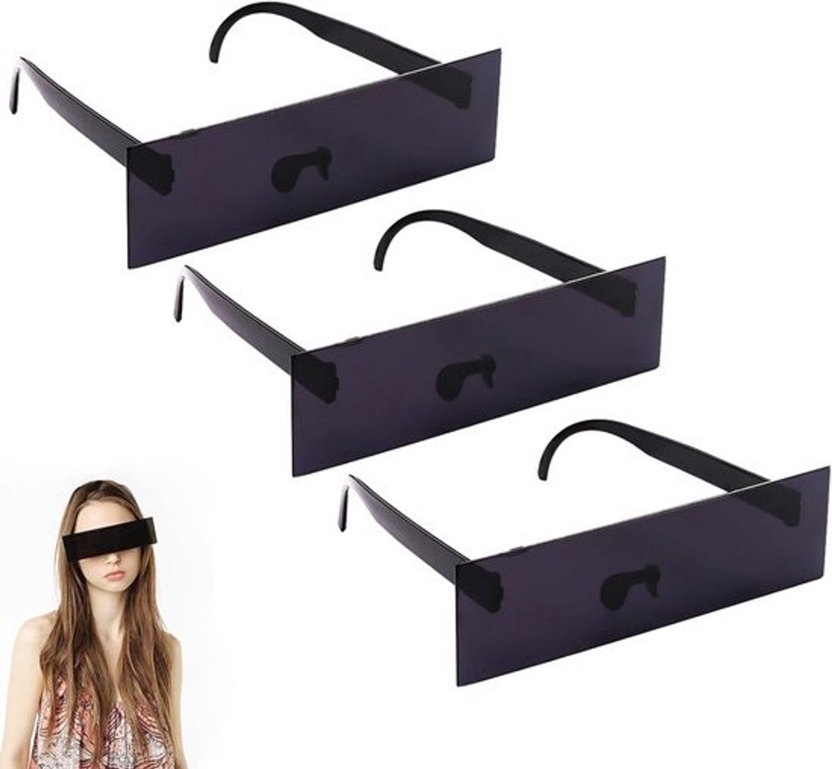 Darryy 3 stuks rechthoekige zonnebril, censuurbril, zonnebril, pixelige mozaïekbril, grappige partybrillen voor carnaval, party, cosplay, kostuum, Halloween, verjaardag