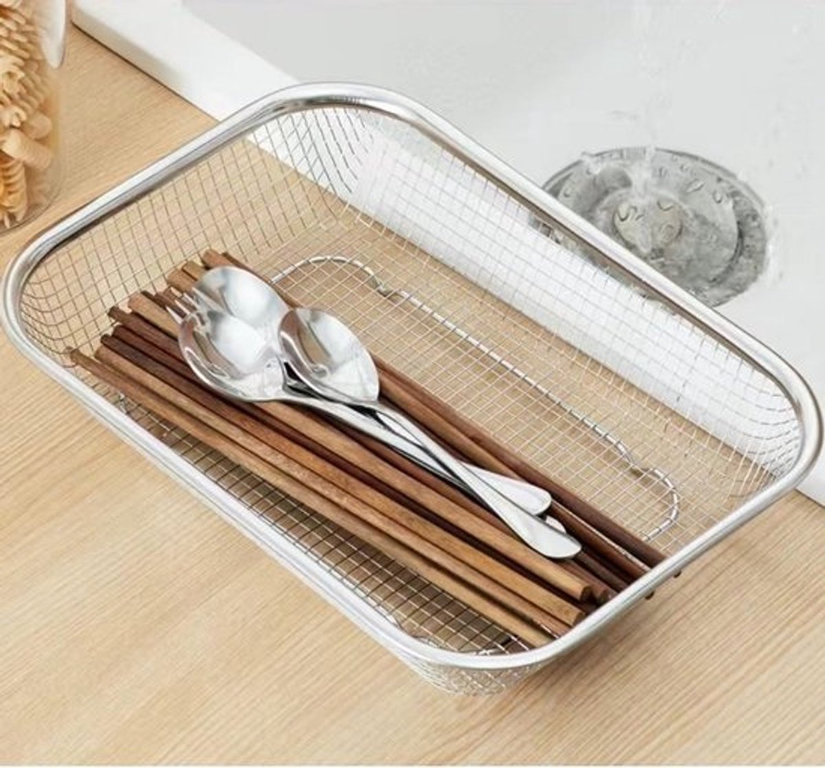 Vaatwasmachine mand roestvrij staal voor bestek en zilverwerk 29,7x21,6x6,1 cm