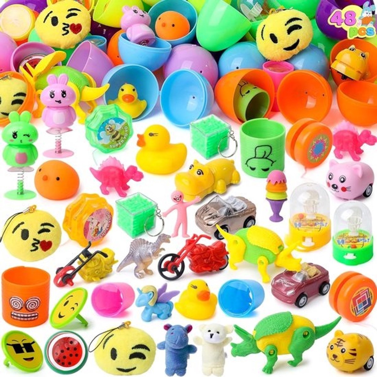 Giant Pre-Filled Easter Eggs with Toys - 48 Colorful Eggs for Easter Baskets