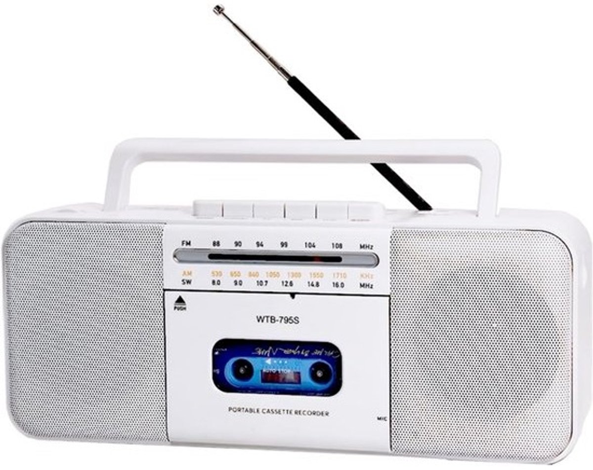 Cassettespeler Boombox met Bluetooth, Cassetterecorder en MP3-conversie via USB/SD