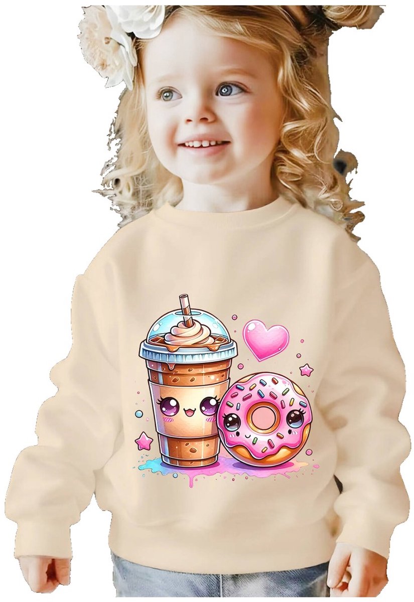 Currero Sweater Meisjes Sweaters Sweatshirt Hoodie Warme Trui Pullover Jumper Crewneck Vest 3-4 Jaar Beige