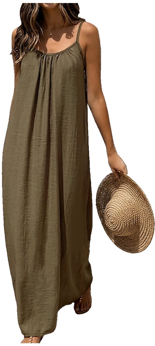 Currero Open Rug Jurk Backless Body Jurk Shirt Jurken Open Back Dress Bruin