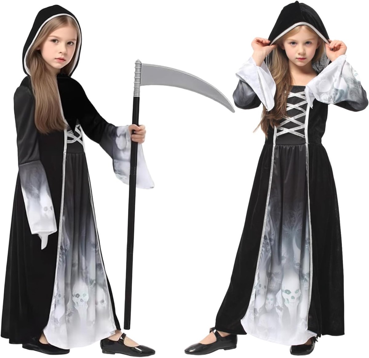 Halloween Kostuum voor Meisjes, Zeeman Kostuum, Spook Prinses met Zeis, Kinderkostuum voor Carnaval en Cosplay