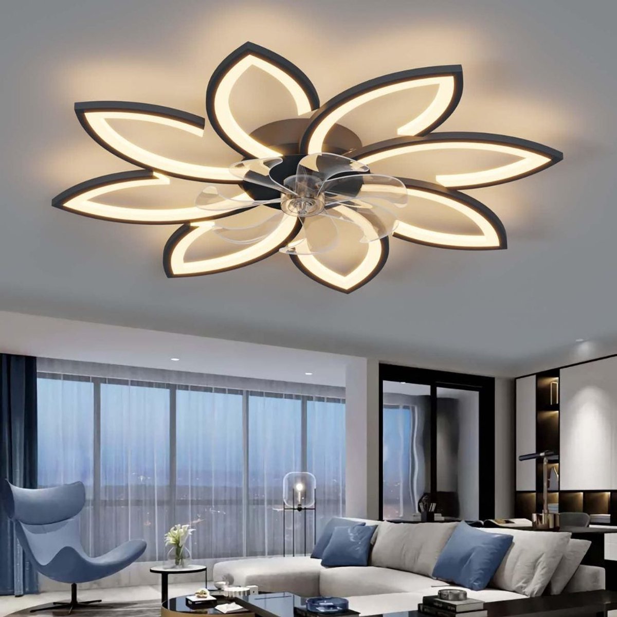 LNM® Ventilator Plafond - Ventilator - Ventilator Staand Afstandsbediening - Zwart - 78cm x 78cm x 14cm – foto 4