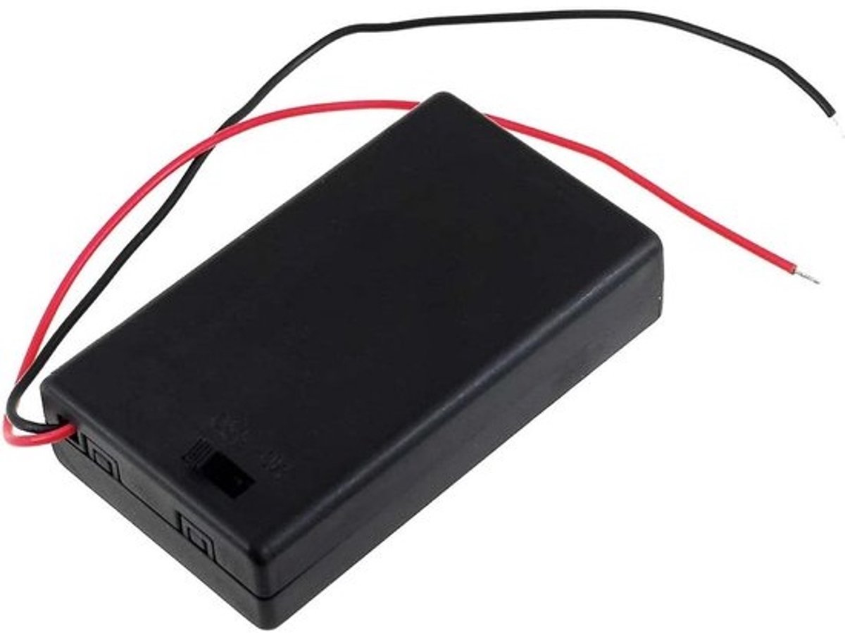 Batterijhouder AAA - Batterijbox AAA - Apparaten Voeden - Met Aansluitkabel - 65mm x 38mm x 15mm - Zwart