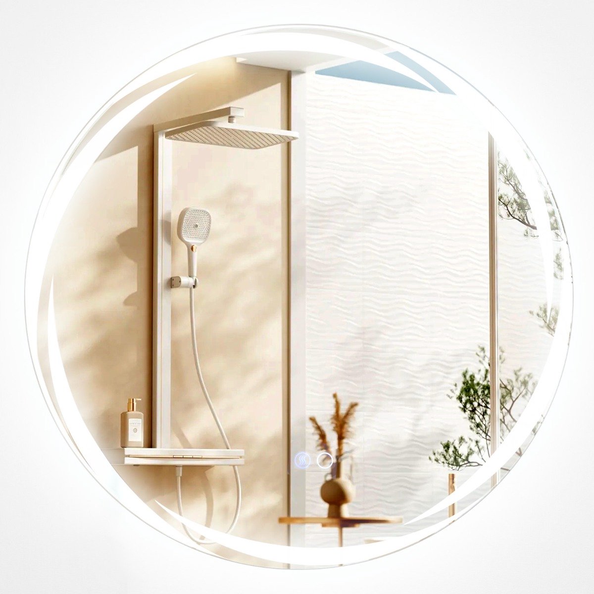 SureDeal® - Wandspiegel - LED Badkamerspiegel Ronde - Kleuren Dimbare Lichten - Geheugenfunctie - 60x60 cm - Zilver