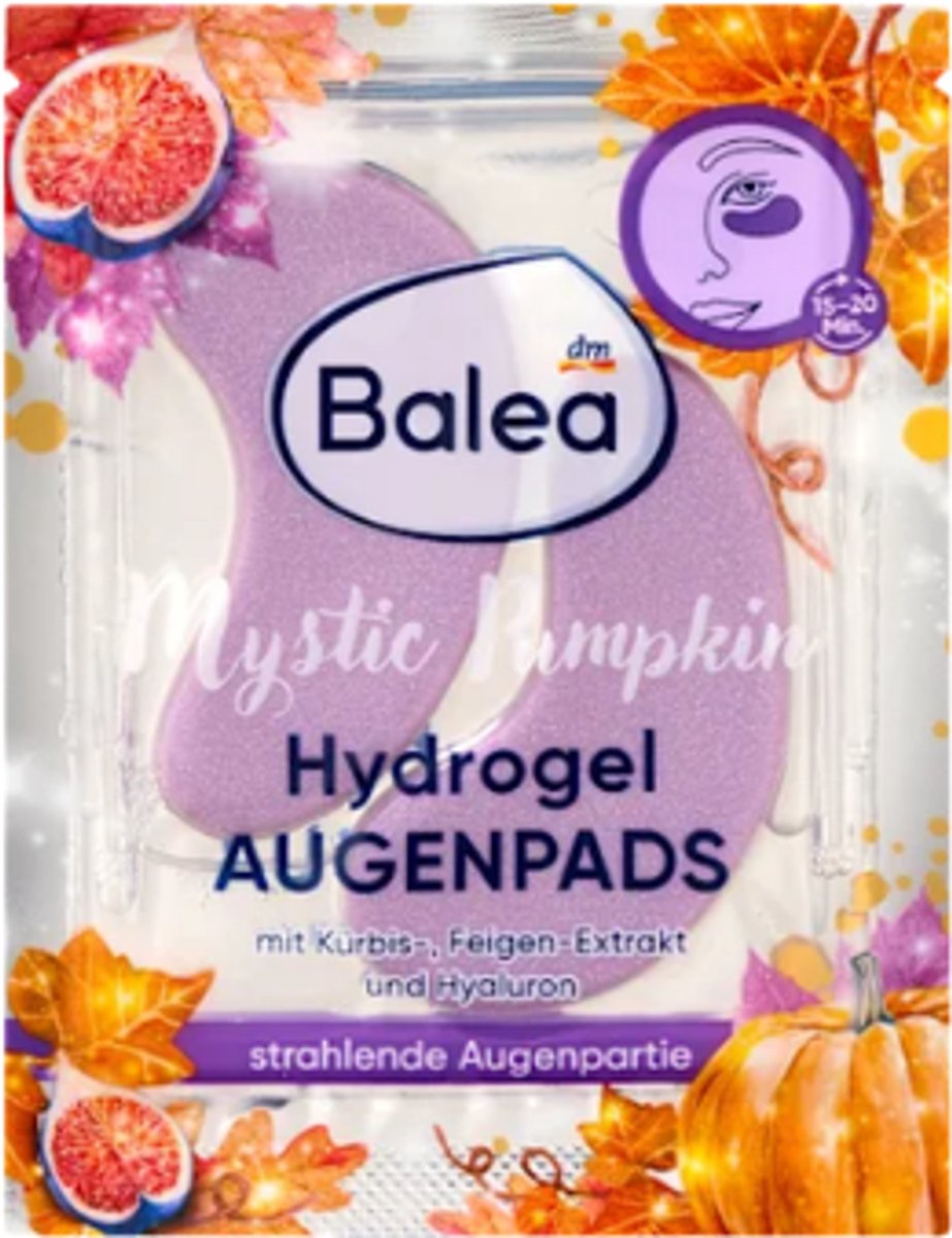 Balea Oogpads Mystic Pumpkin Glitzer - Oogmasker met glitter - Pompoen & Vijg | 1 paar - 2 stuks | Limited Edition 2026 - Winter Herfst
