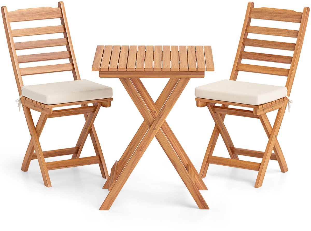 SureDeal® - Tuinset - Delige Balkonmeubelset Bistrotafel - Stoelen Inklapbare Balkonset - Kussens Crèmewit - 58x42x86 cm - Wit