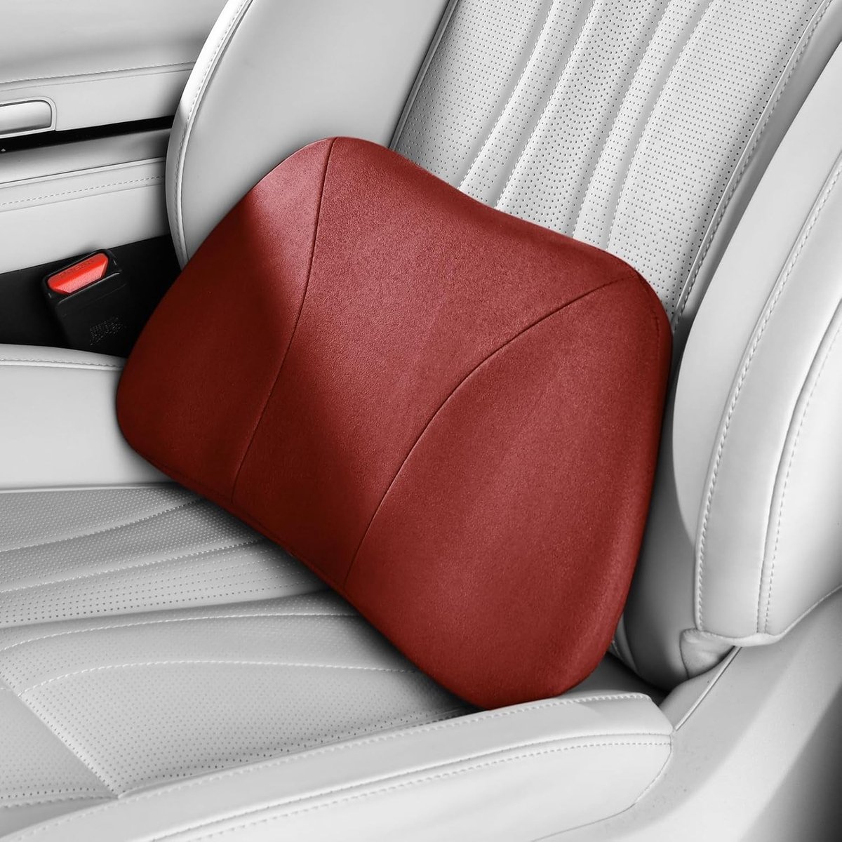 Fluffy Suede Lendenkussen 39 x 22 cm met Hoogwaardige Geheugenfoam Vulling voor Auto en Bureaustoel, Comfortabele Rugsteun en Ergonomisch Ontwerp