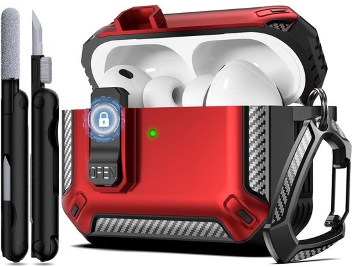 Robuuste Militaire Beschermhoes voor AirPods Pro 3e Generatie met Slot en Reinigingsset