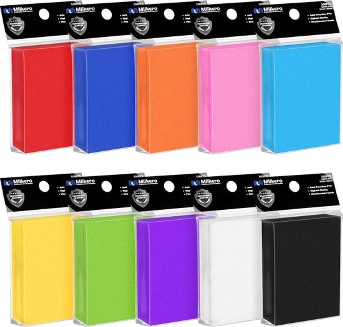 1000 Stuks Kaarthoezen Set - Standaard Kaart Sleeve voor Ruilkaarten, Pokémon, MTG en Sportkaarten - 10 Kleuren