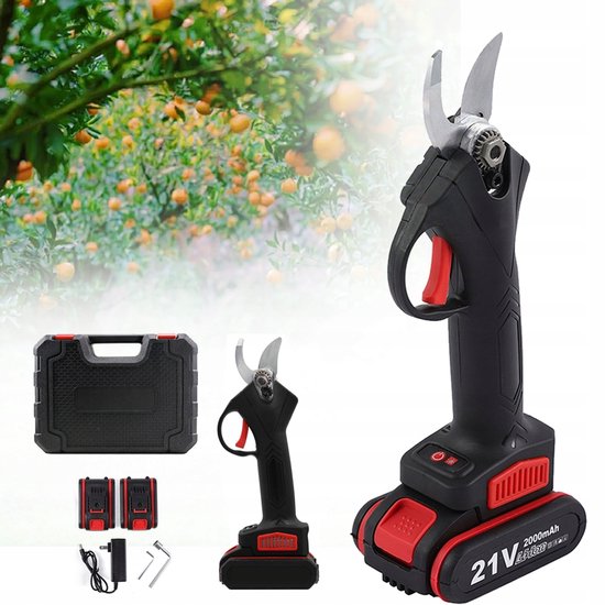 Draadloze Elektrische Snoeischaar - 21V 2000mAh Accu 3-4 Uur Continu Gebruik 2-3 Uur Snelladen Borstelloze Motor 30% Hogere Efficiëntie - Geschikt Voor Wijnranken, Kersenbomen En Struiken - Zwart — afbeelding 2