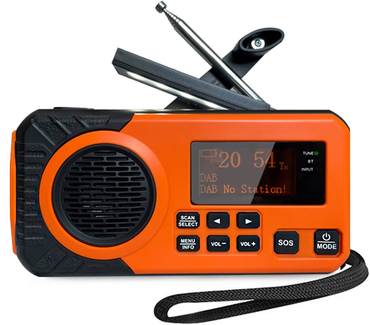 DAB/FM-noodradio, multifunctionele survivalradio met handkruk en zonne-energie, Bluetooth-luidspreker, SOS-noodsignaal, LED-zaklamp, powerbank, Type-C-oplader, draagbare radio voor kamperen en rampenparaatheid
