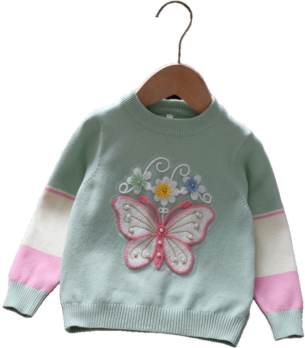 Currero Sweater Meisjes Sweaters Sweatshirt Hoodie Warme Trui Pullover Jumper Crewneck Vest 3-4 Jaar Groen