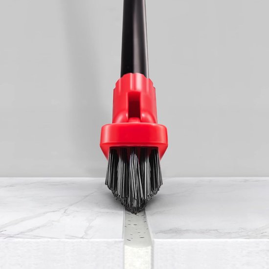 Voegenborstel Lange Handgreep - Tegel Schrobber - Diepe Reiniging - 180° Draaibare Kop - 132 cm - Rood — afbeelding 2