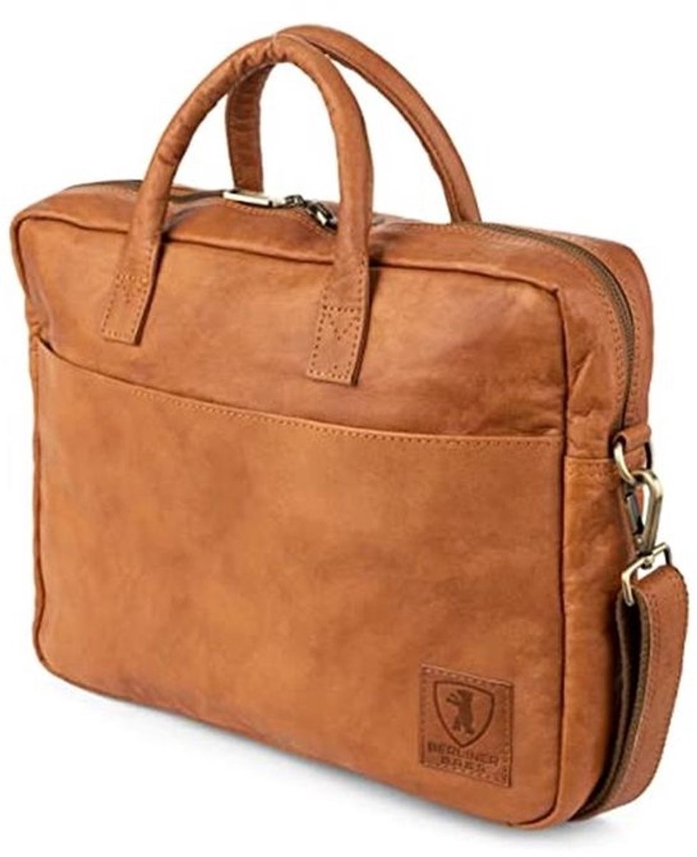 Vintage leren laptoptas Madrid - Handig en stijlvol voor dames en heren