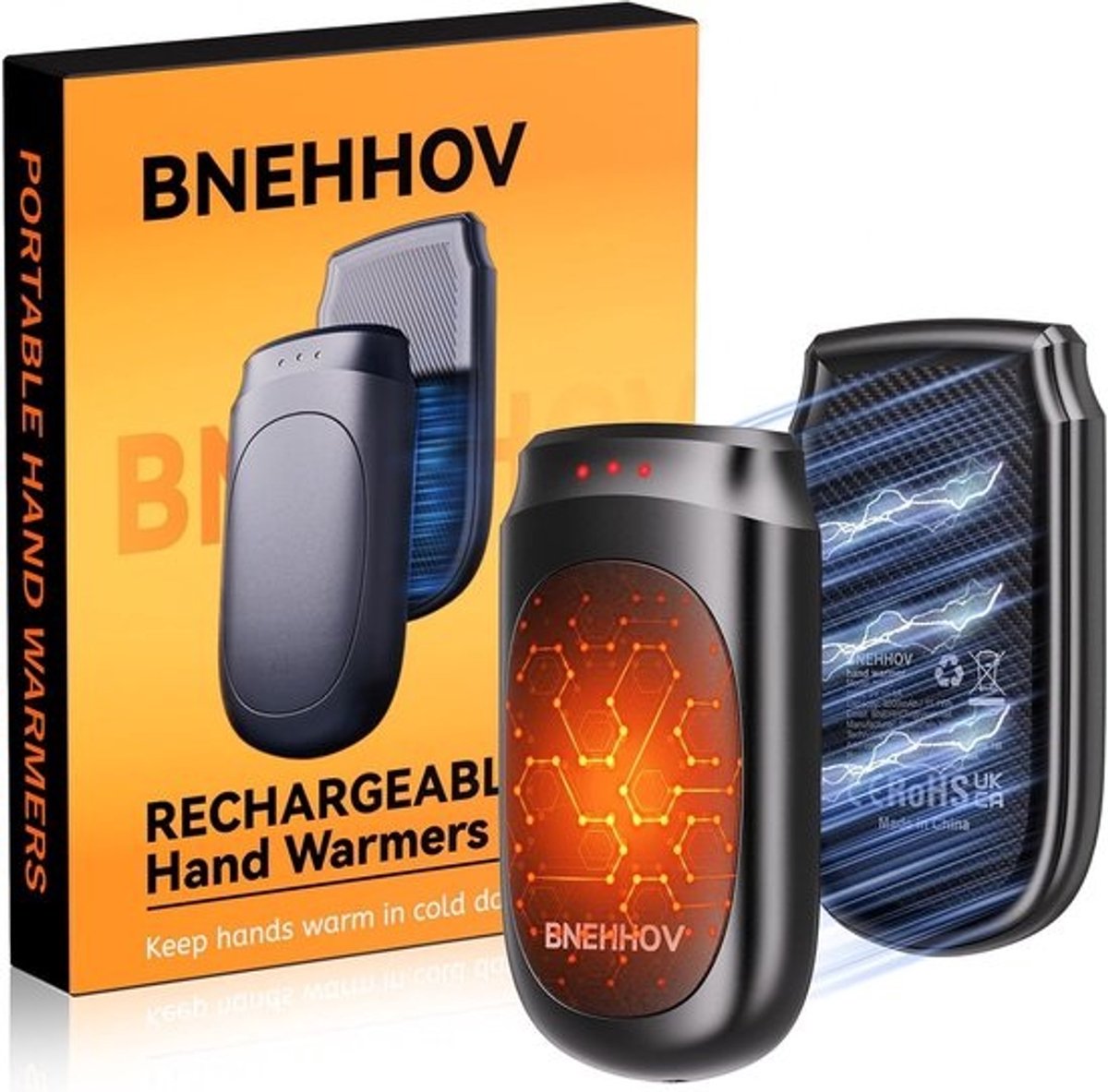 Magnetische Handwarmers - Oplaadbare Warmers - Buitenactiviteiten Warmte - Directe Warmte 3 Sec - 6000 mAh - Zwart