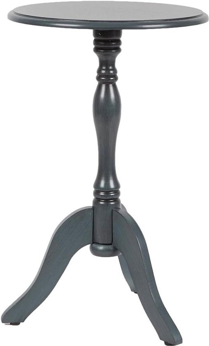 Bijzettafel Hout - Ronde Tafel - Woonkamer Decoratie - Compact Formaat - 61 cm Hoog - Antiek Marine