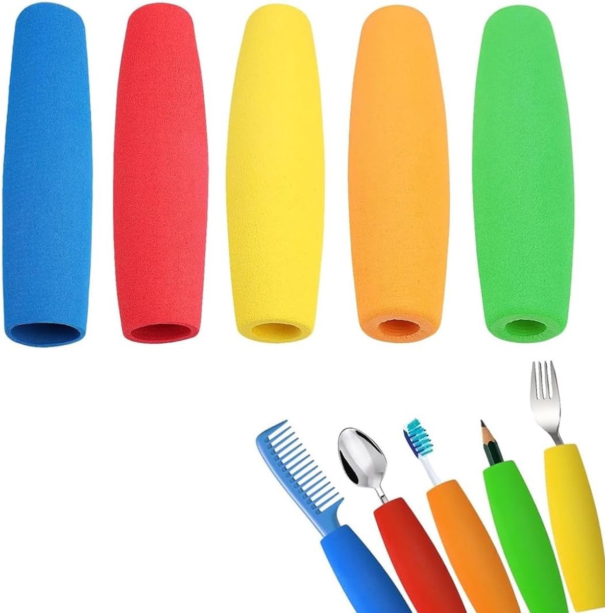 5 Stuks EVA Foam Grip Hoses - Zachte Grip voor Pennen, Bestek en Gereedschap, Wasbare Schuim Tubes voor Universele Gripbescherming
