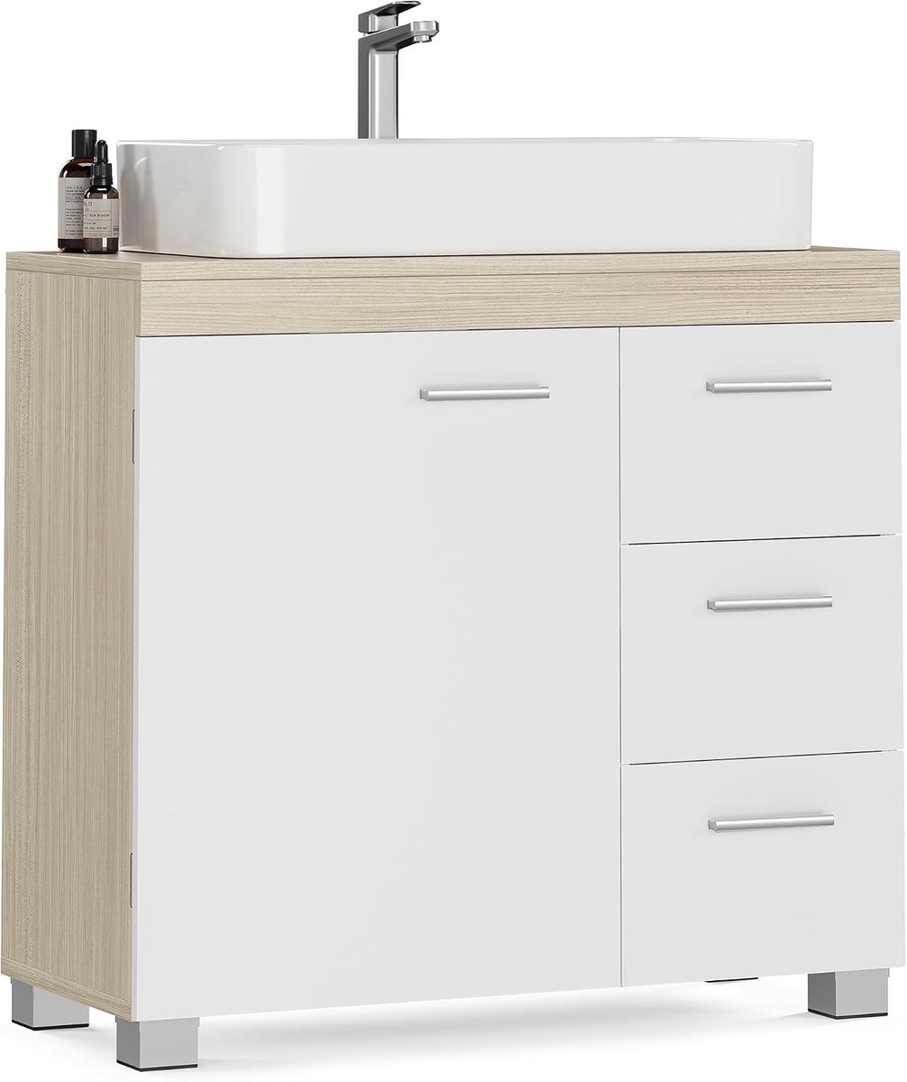 VASAGLE wastafelonderkast, met 3 grote lades, 70 x 30 x 63,8 cm