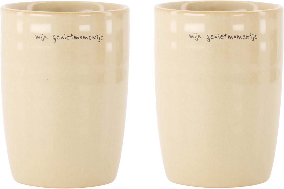 Zusss Set Van 2 Koffiemokken Mijn Genietmomentje - Keramieken Mokken - Sand - 225Ml Keramiek Sand
