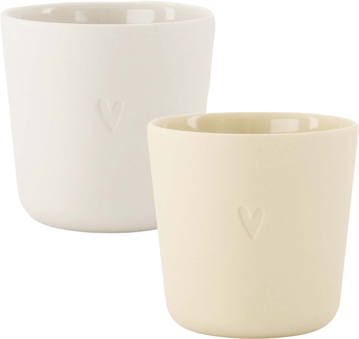Zusss Set Van 2 Koffiemokken Hartje - Keramiek - Sand & Warm Sand - 230Ml Keramiek Zand