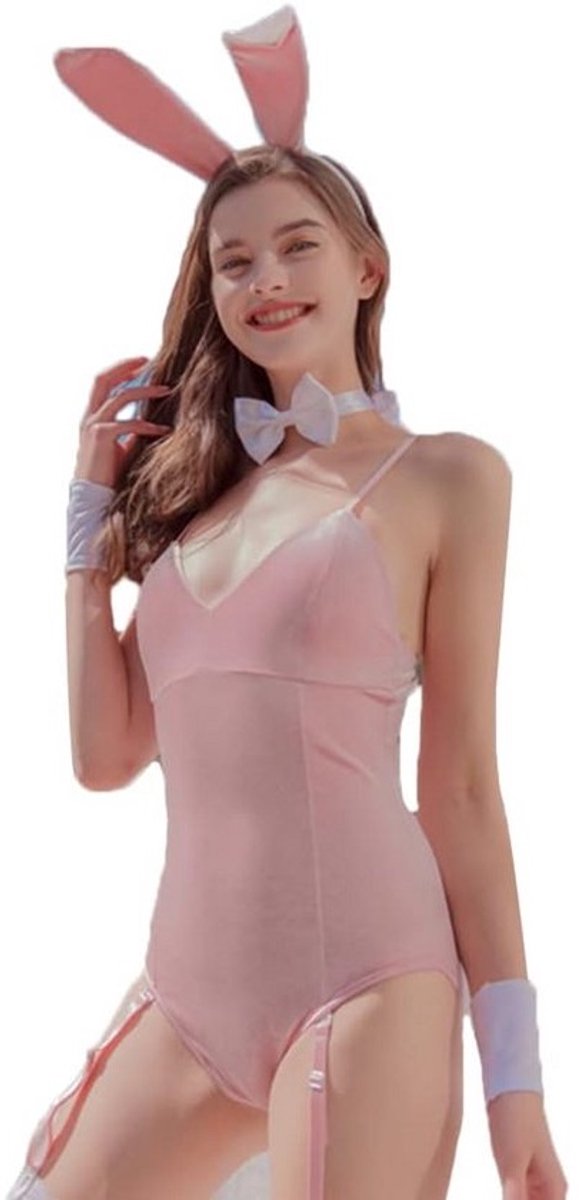 Sexy Bunny Cosplay Kostuum voor Dames - Verleidelijk Eendelig Bodysuit met Bretels