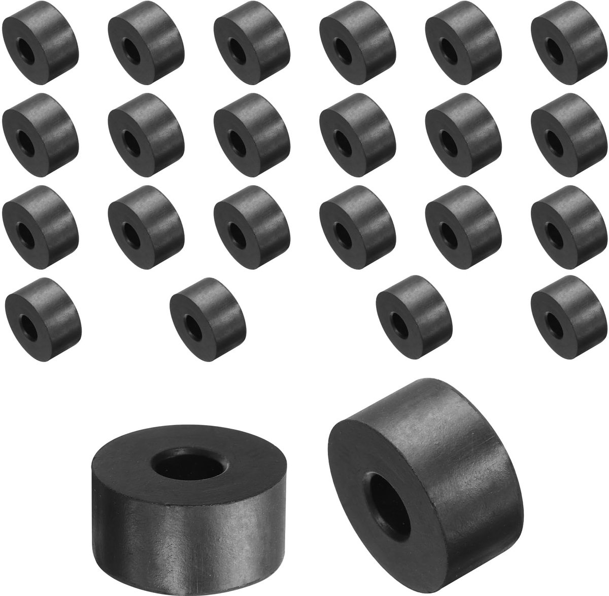 Rubberen Afstandhouders - Ronde Dikke Onderlegringen - Zwart - 30 mm buitendiameter x 10 mm binnendiameter x 15 mm hoogte - 24 stuks