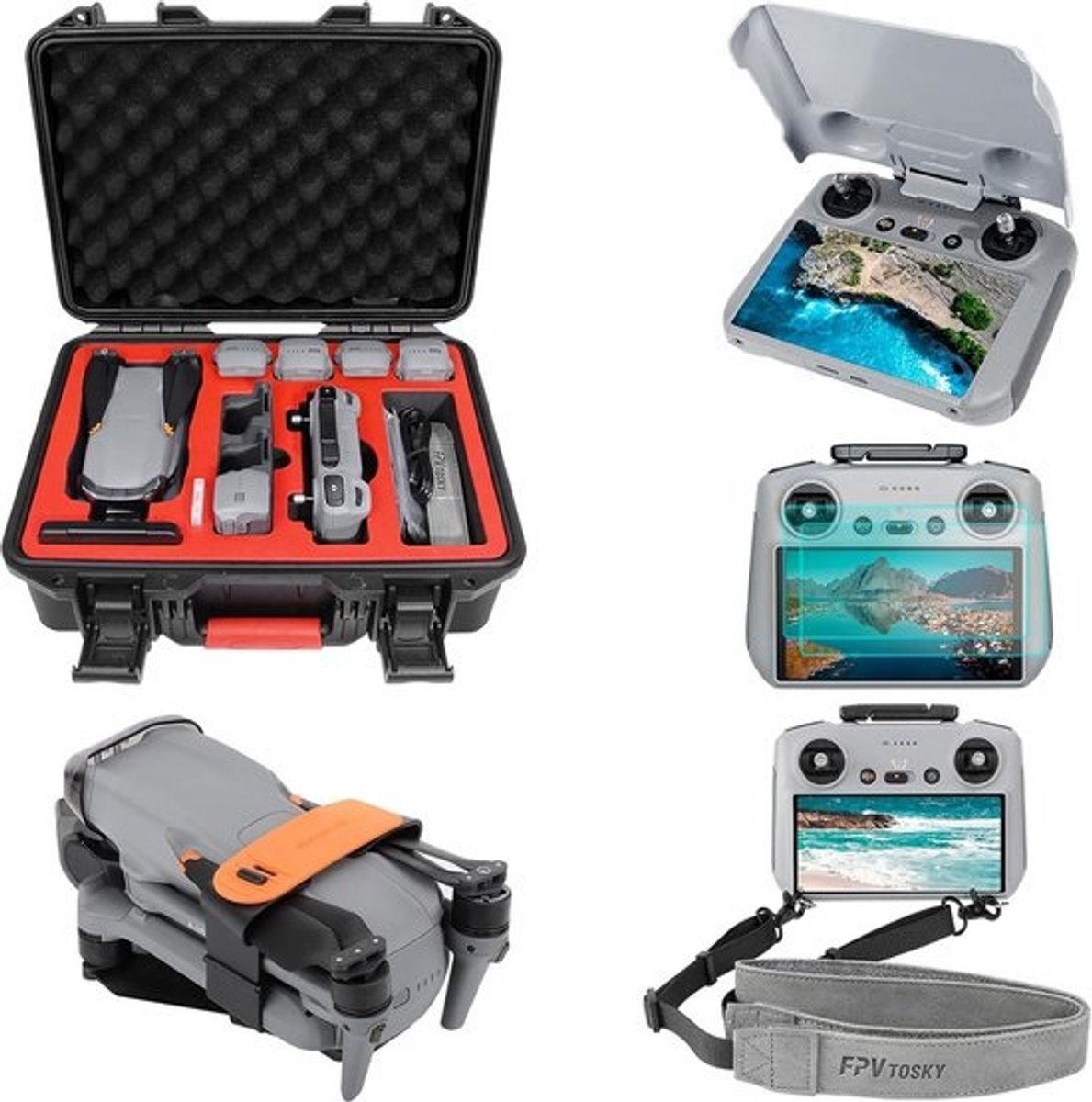 5-in-1 Accessoireset voor Drone, Inclusief Harde Koffer, Schermbeschermer en Draagkoord