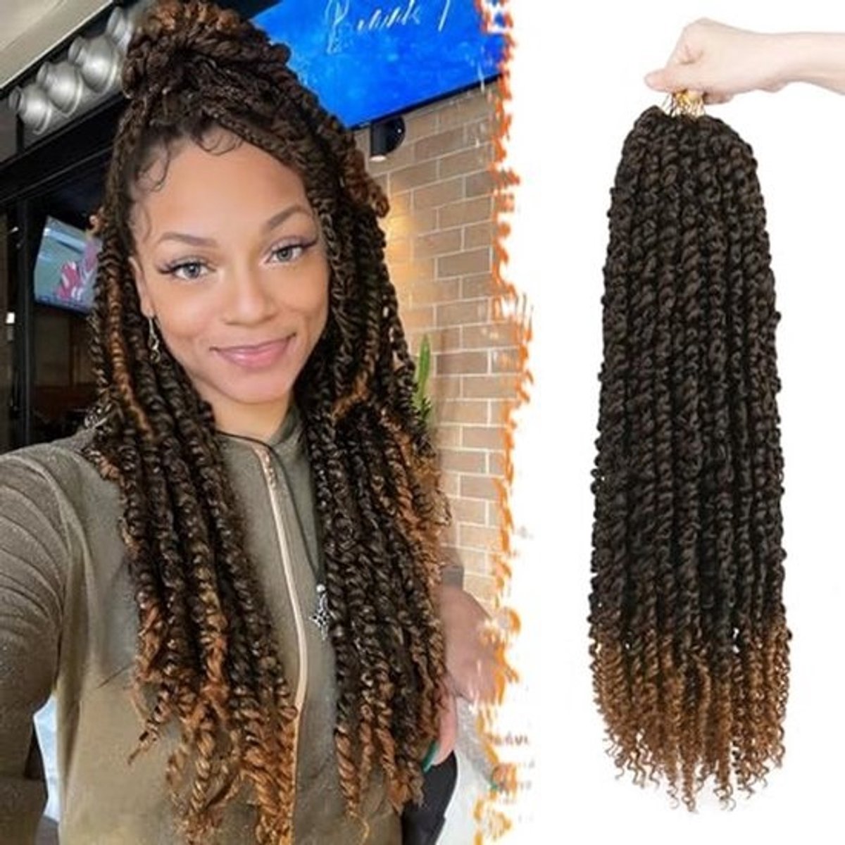 30 cm Passion Twist Haar - 8 Verpakkingen Krullend Ombre Blond Synthetische Vlechten voor Vrouwen