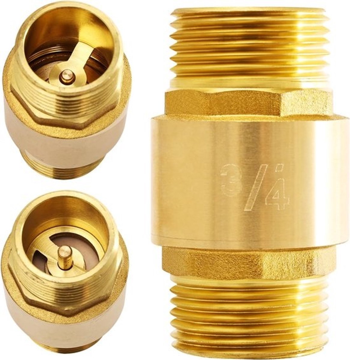 Terugslagklep 3/4 inch met buitendraad - waterdicht en roestvrij voor pomp en tuin