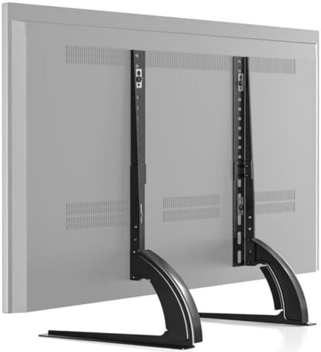 TV Voeten - Universele TV Standaard - In Hoogte Verstelbare TV Pootjes - Voor 20 tot 65 Inch Televisies - Tafelstandaard - Vaste TV Beugel - Antislip - Voor Platte en Gebogen TV - Compatibel met VESA 200x100 tot 800x500 - Zwart - Staal