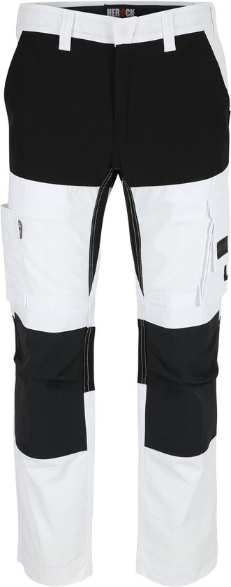 Pantalon de travail Herock avec des panneaux blancs et noirs.
